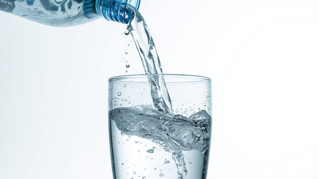 Pure Water Pouring into Glass